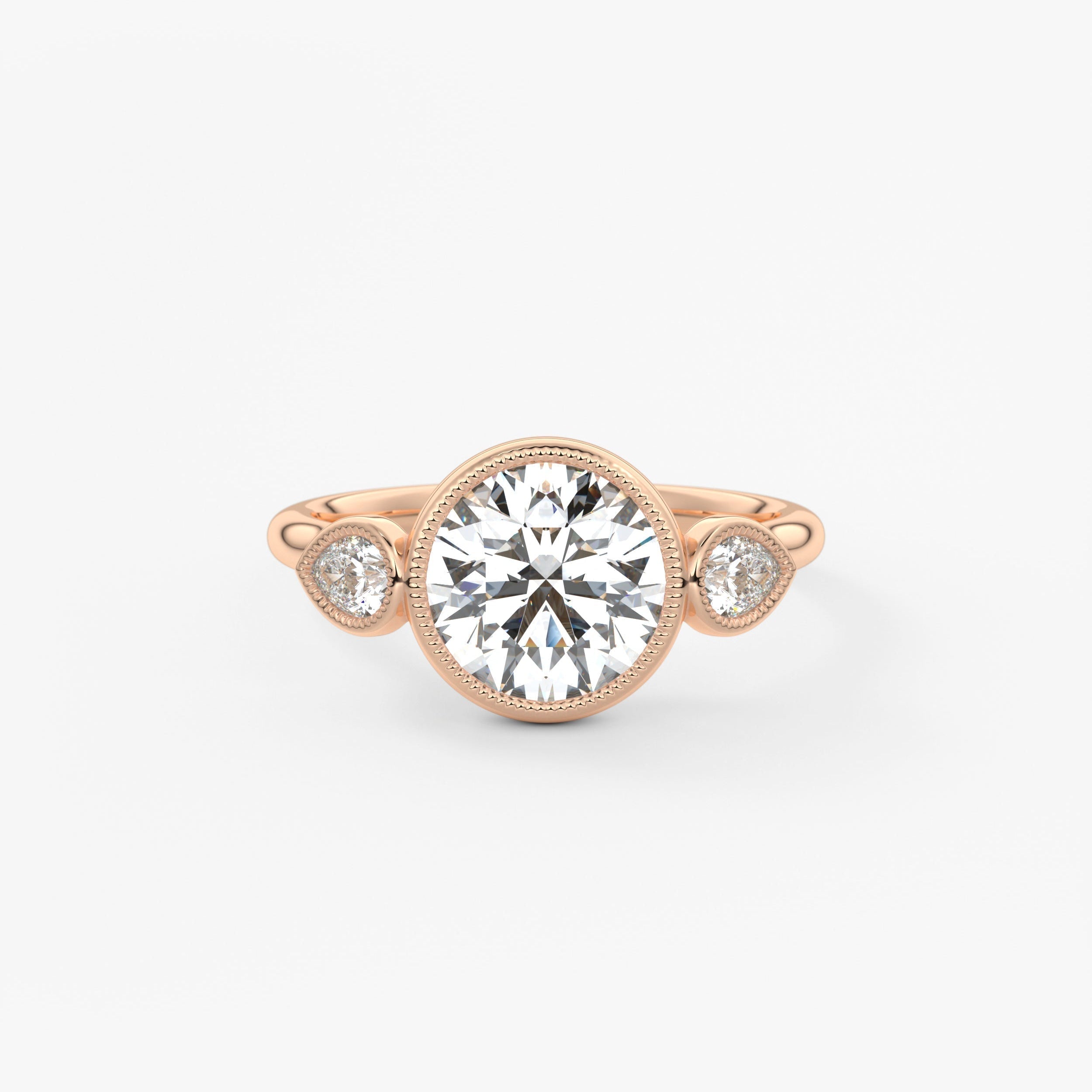 Round Three Stone Lab Grown Diamond Engagement Ring