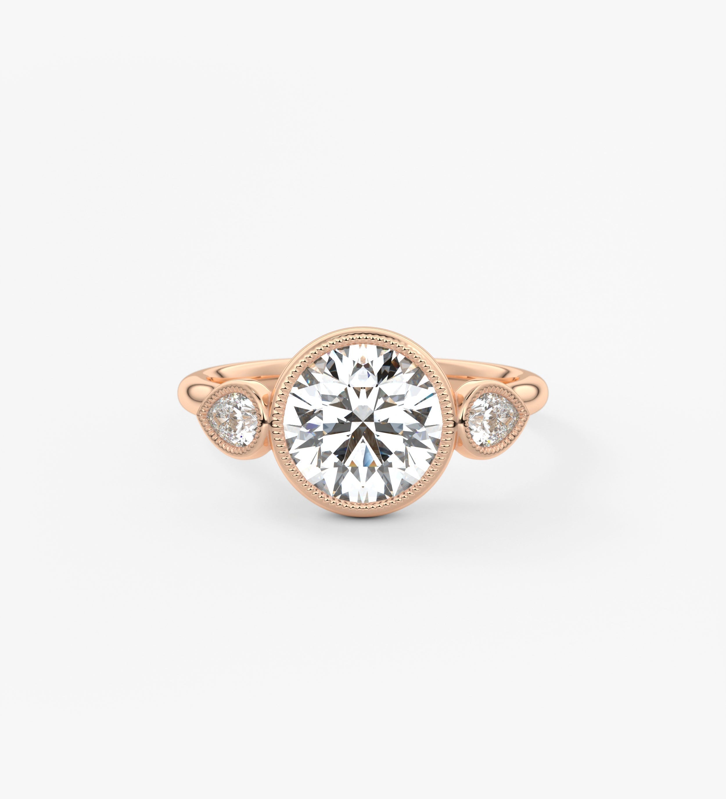 Round Three Stone Lab Grown Diamond Engagement Ring