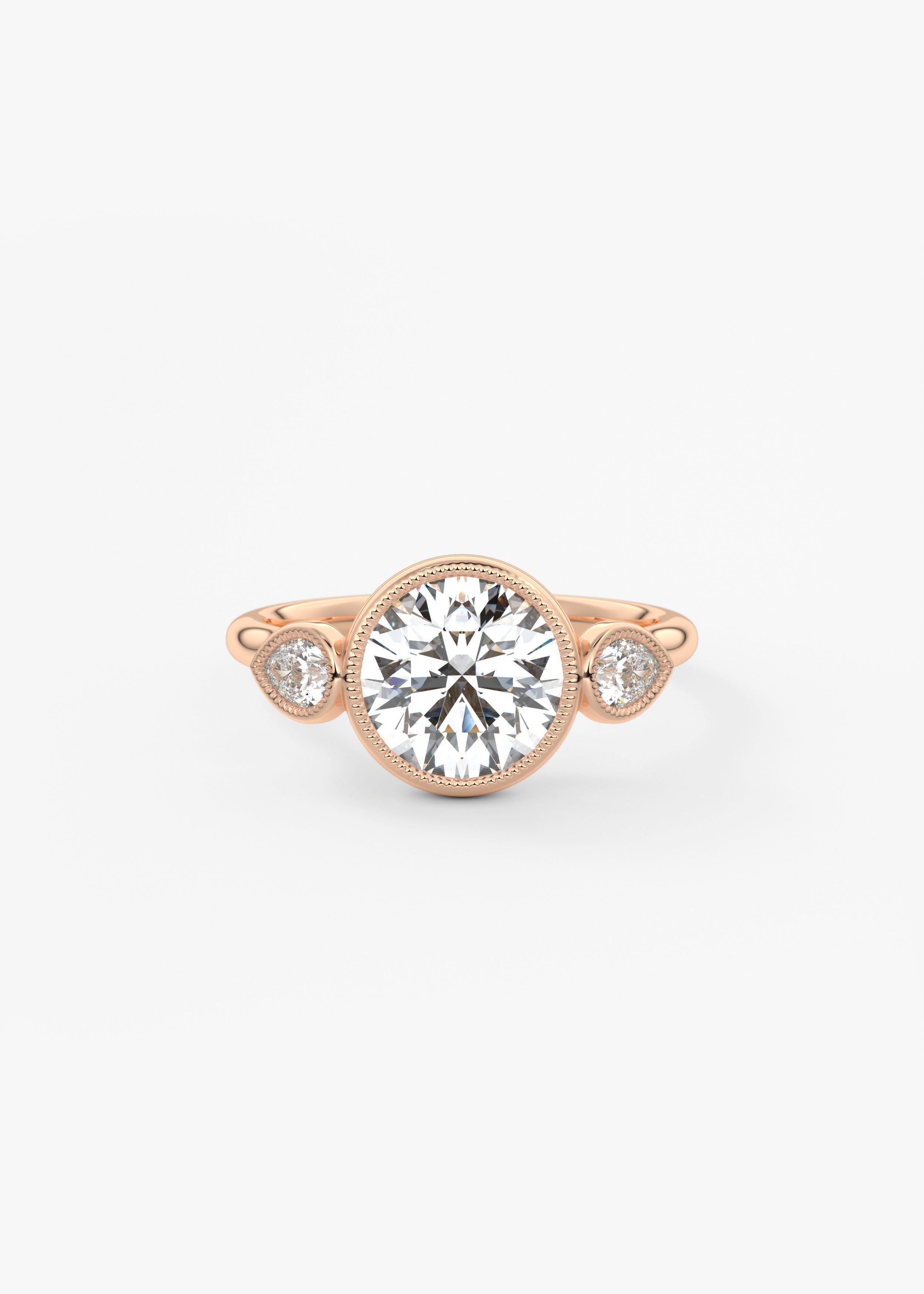 Round Three Stone Lab Grown Diamond Engagement Ring