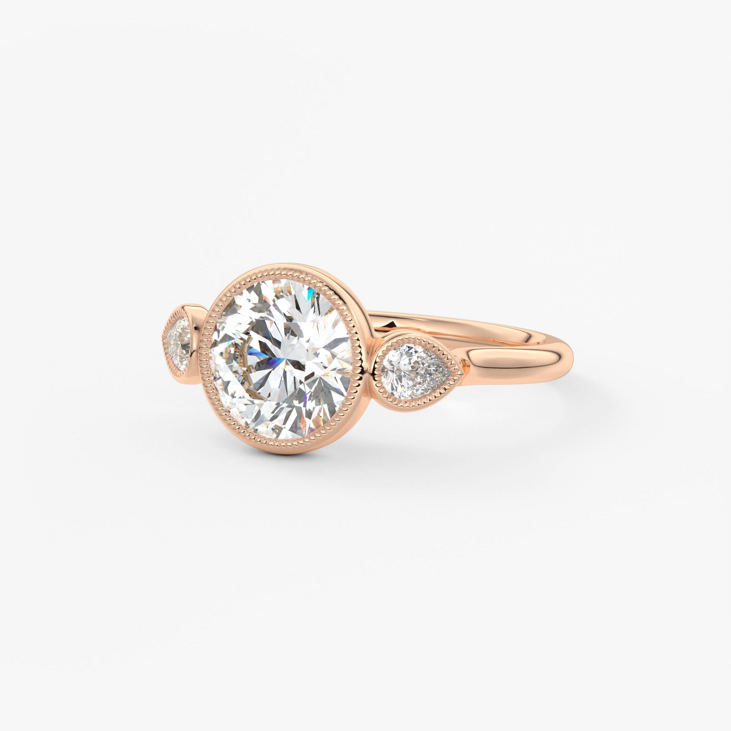 Round Three Stone Lab Grown Diamond Engagement Ring