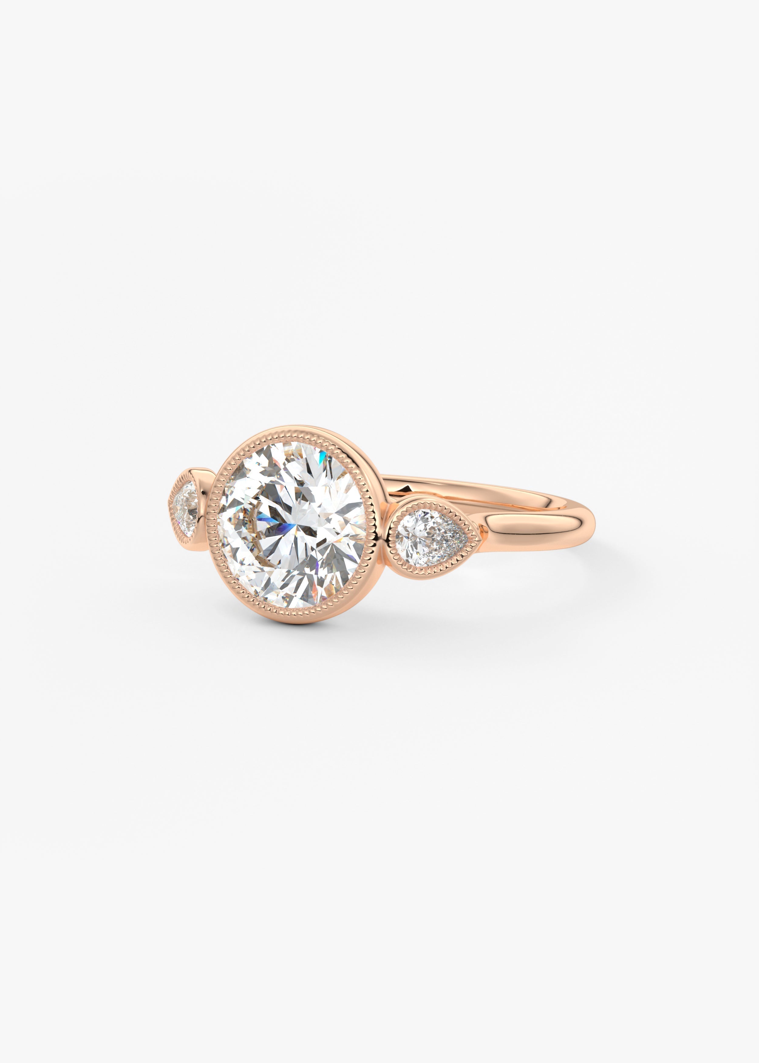 Round Three Stone Lab Grown Diamond Engagement Ring