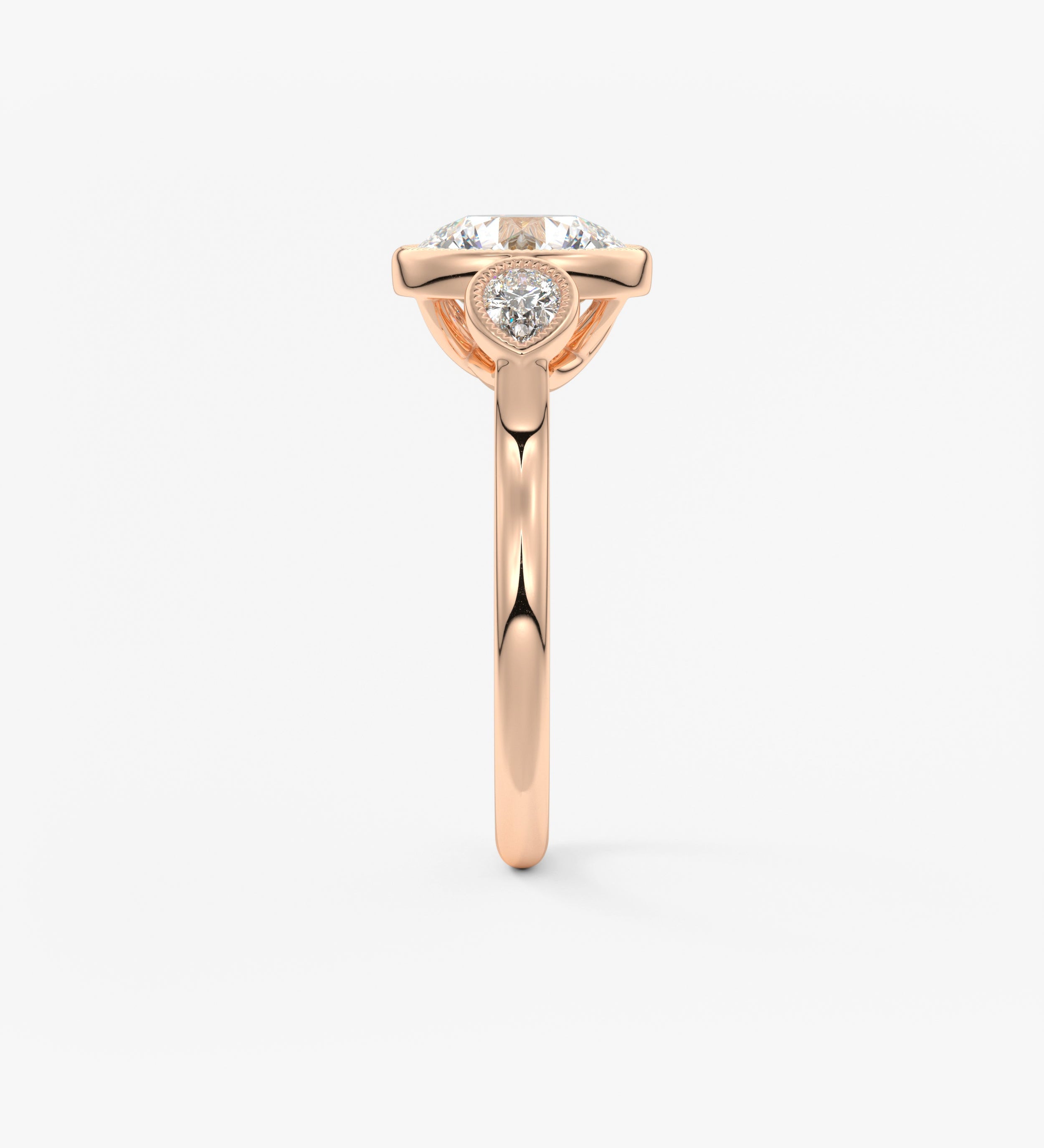 Round Three Stone Lab Grown Diamond Engagement Ring