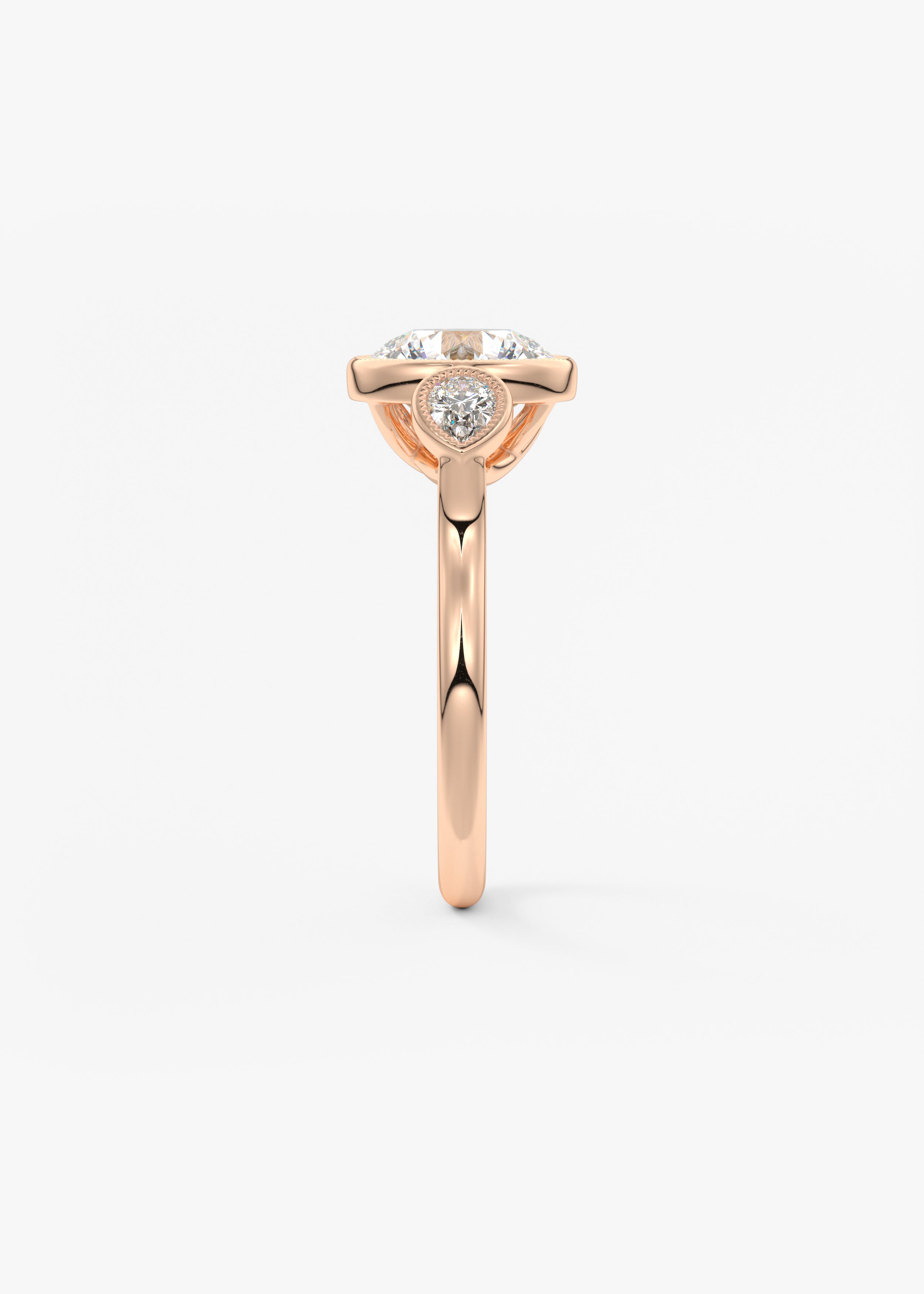 Round Three Stone Lab Grown Diamond Engagement Ring