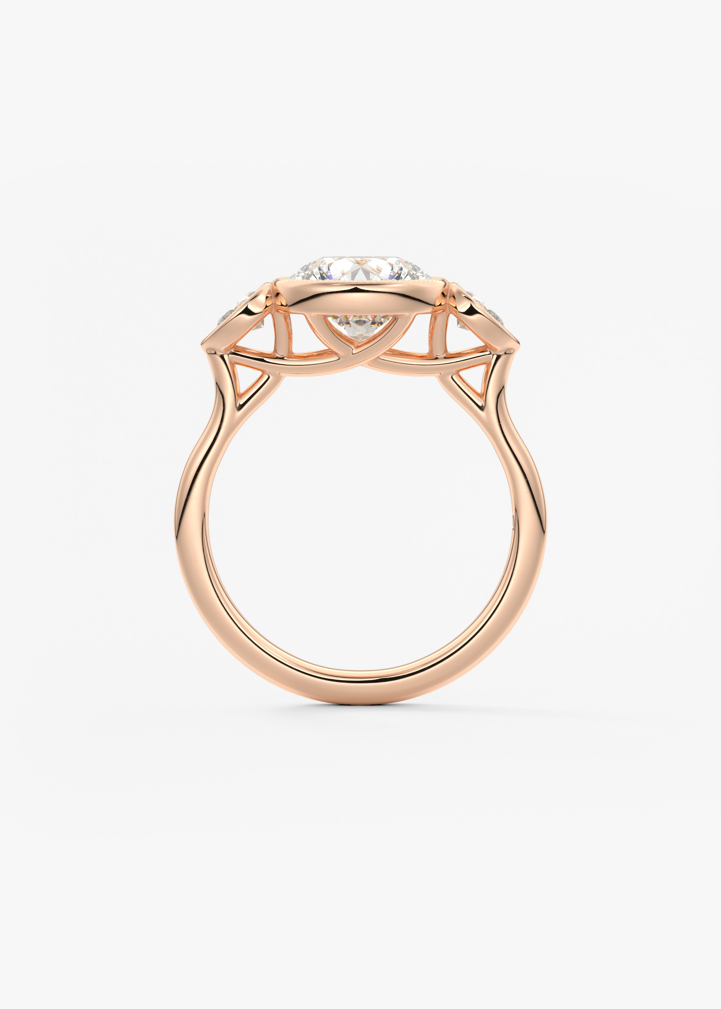 Round Three Stone Lab Grown Diamond Engagement Ring