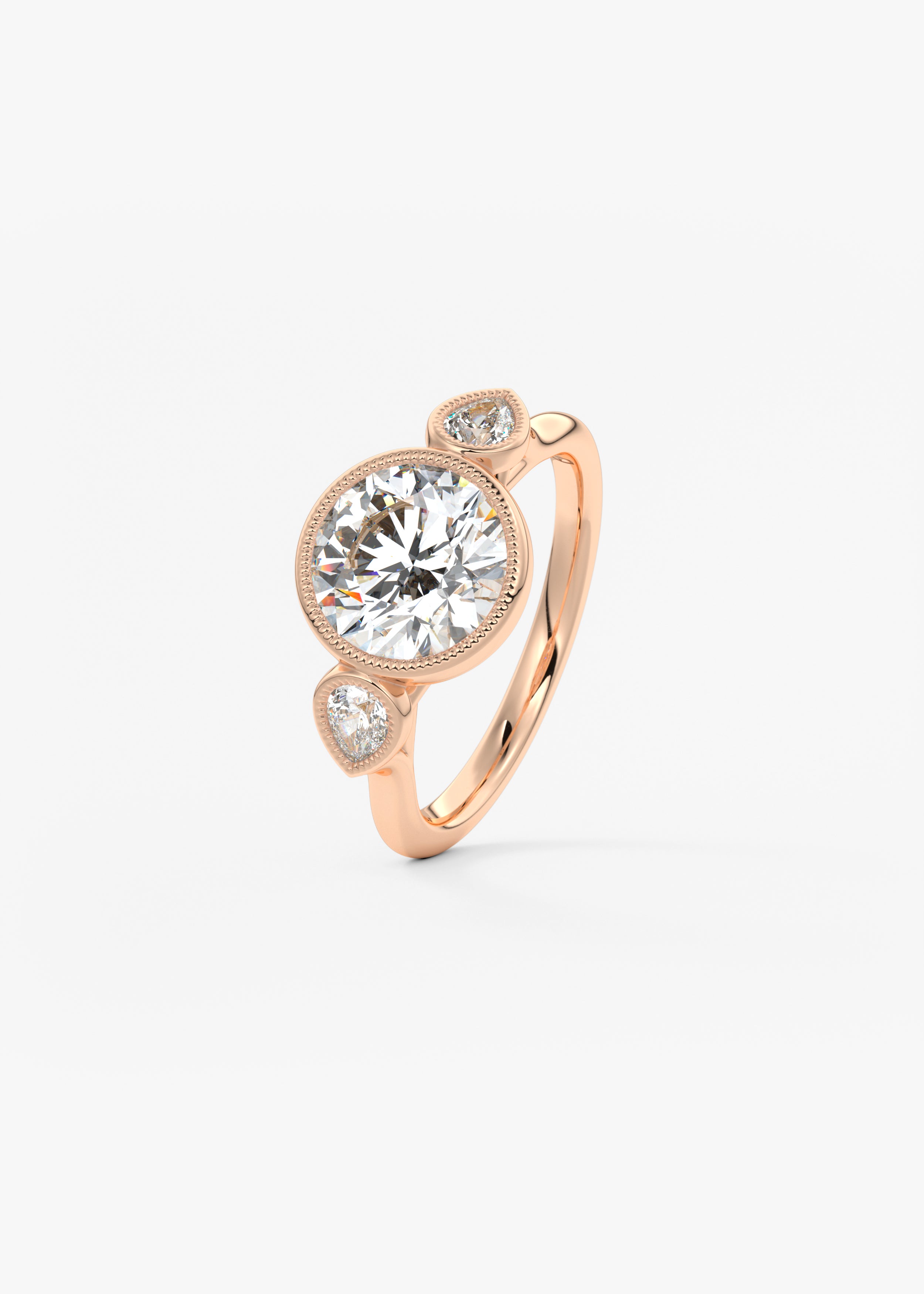 Round Three Stone Lab Grown Diamond Engagement Ring