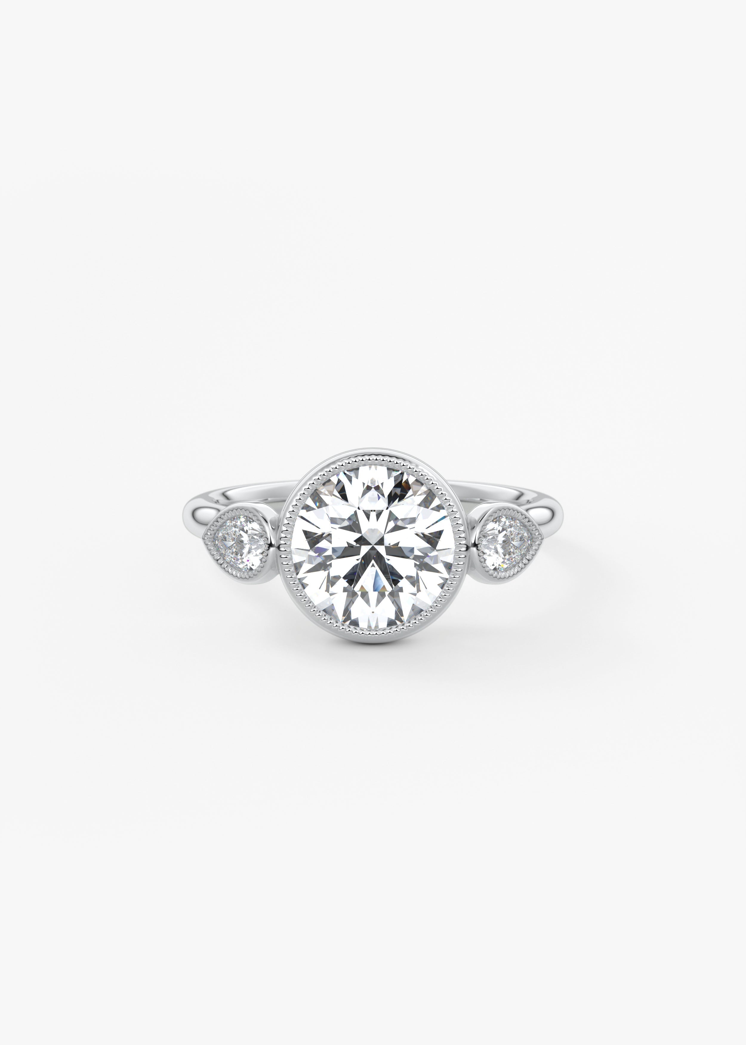 Round Three Stone Lab Grown Diamond Engagement Ring