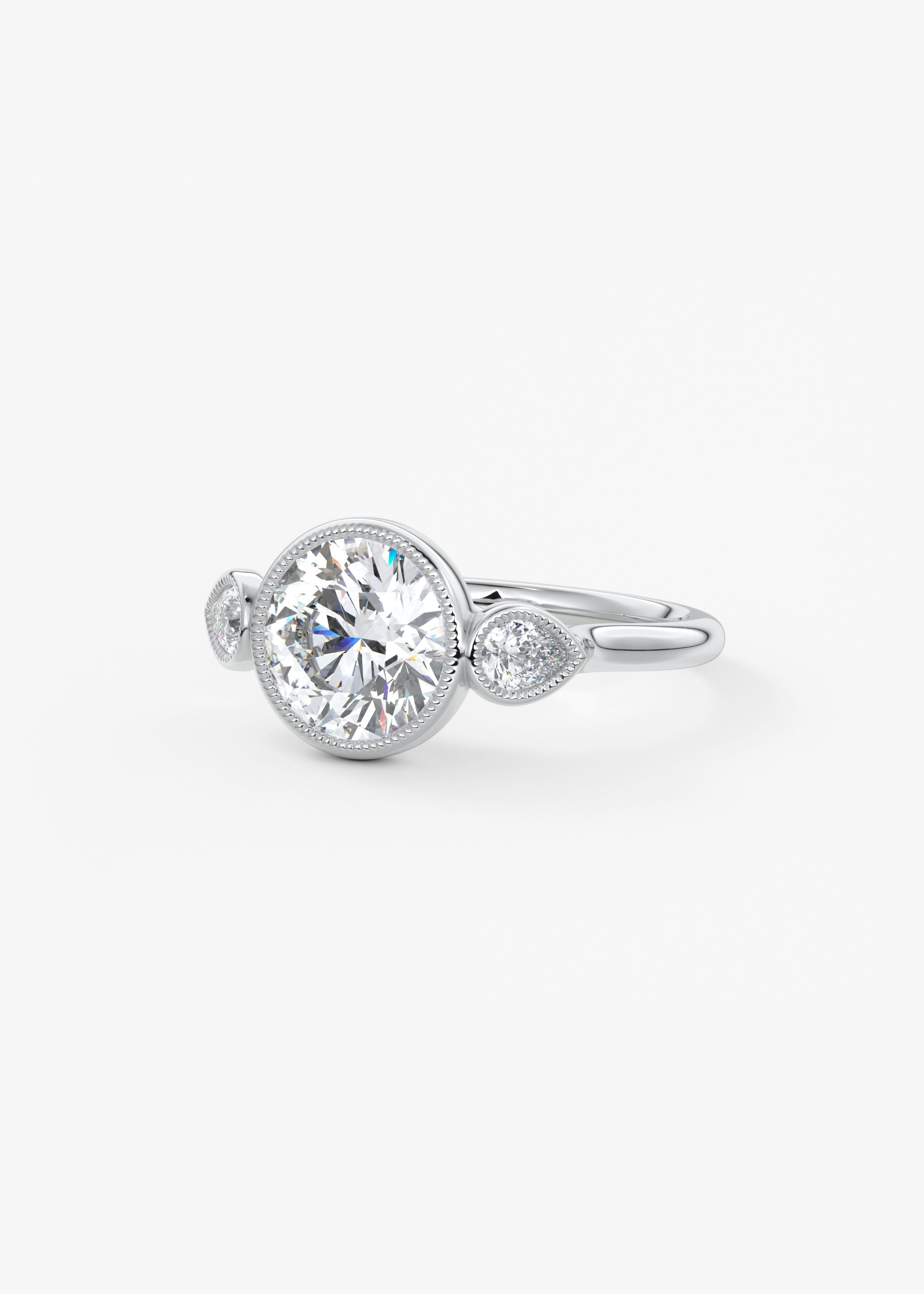 Round Three Stone Lab Grown Diamond Engagement Ring