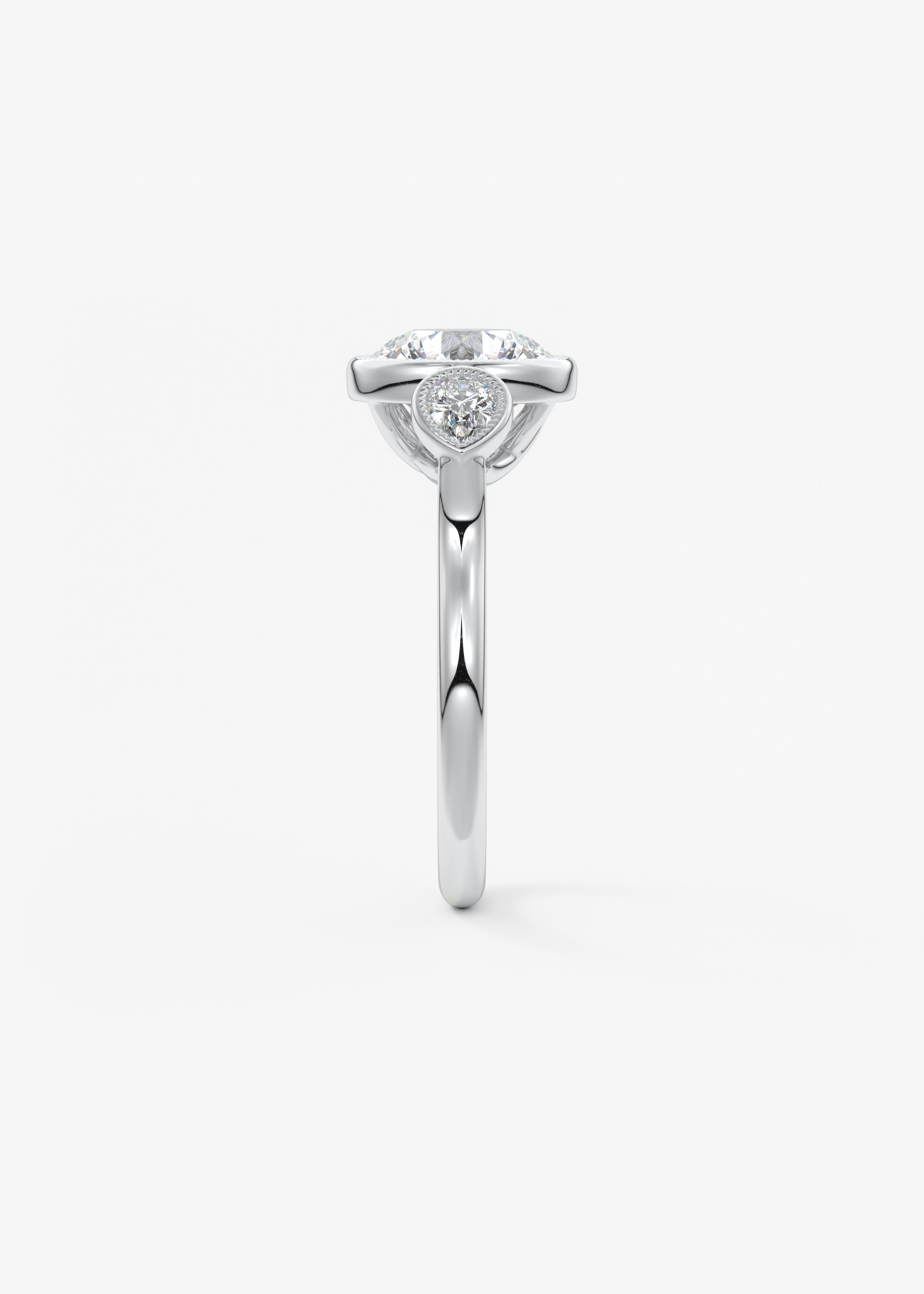 Round Three Stone Lab Grown Diamond Engagement Ring