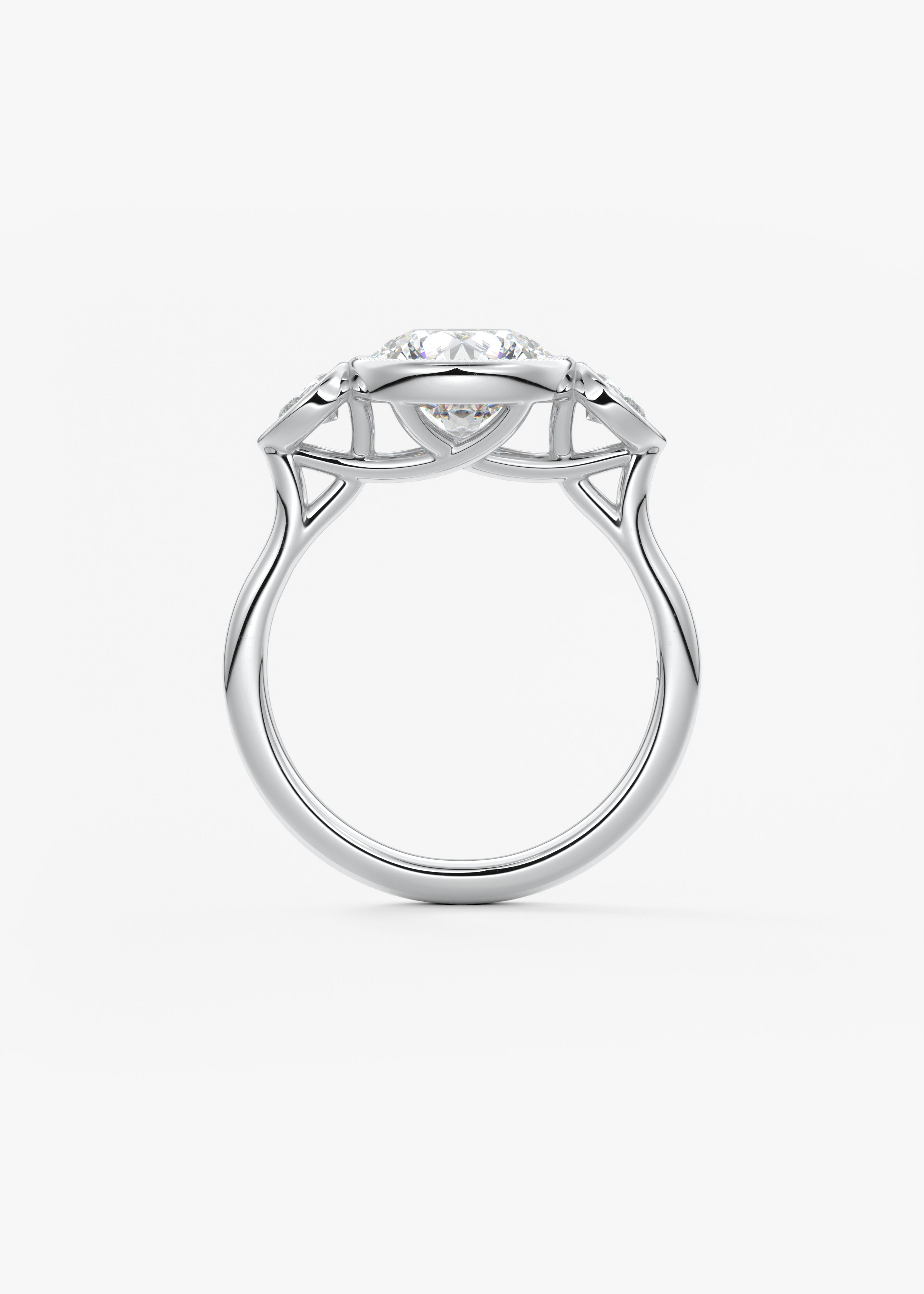 Round Three Stone Lab Grown Diamond Engagement Ring
