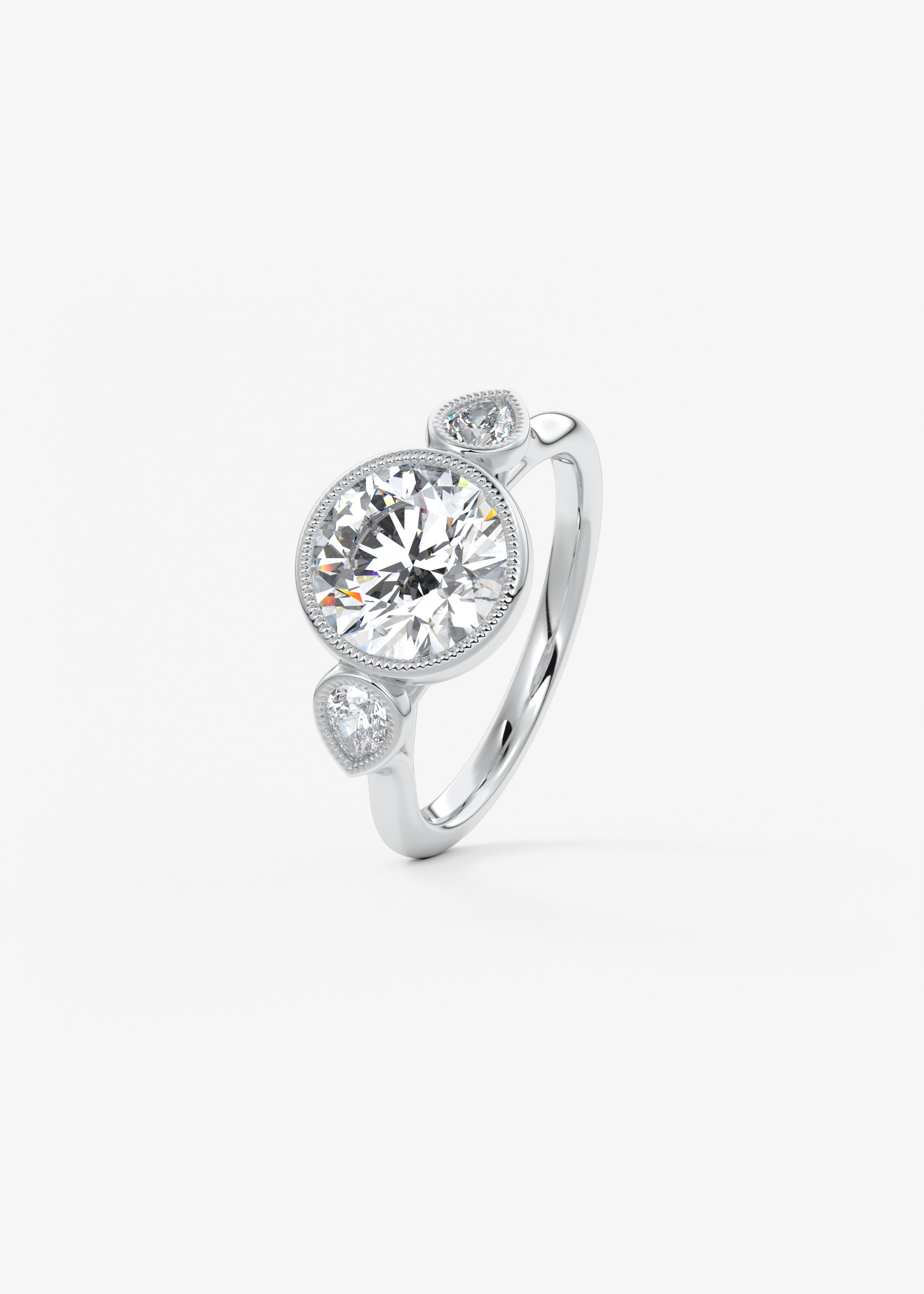 Round Three Stone Lab Grown Diamond Engagement Ring