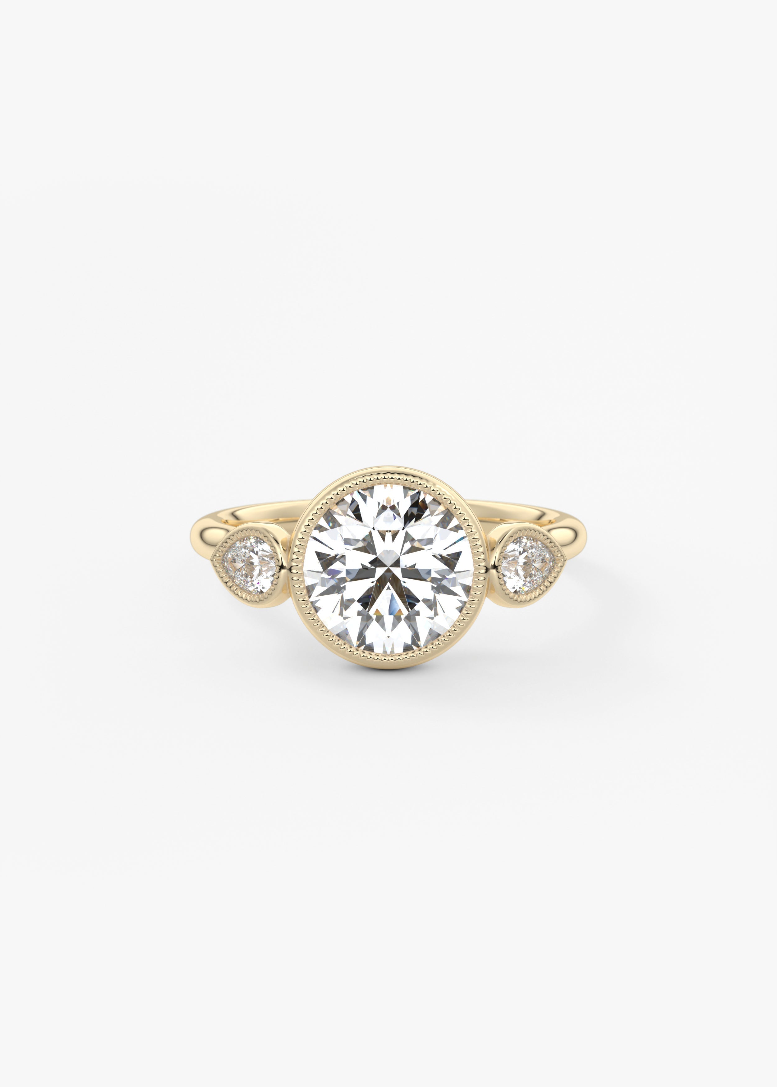 Round Three Stone Lab Grown Diamond Engagement Ring