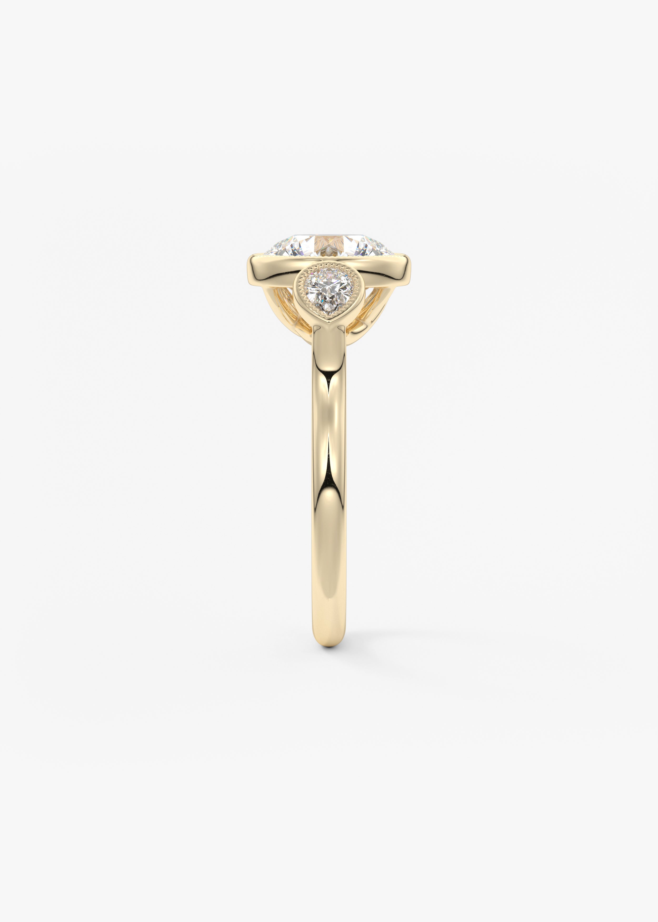 Round Three Stone Lab Grown Diamond Engagement Ring