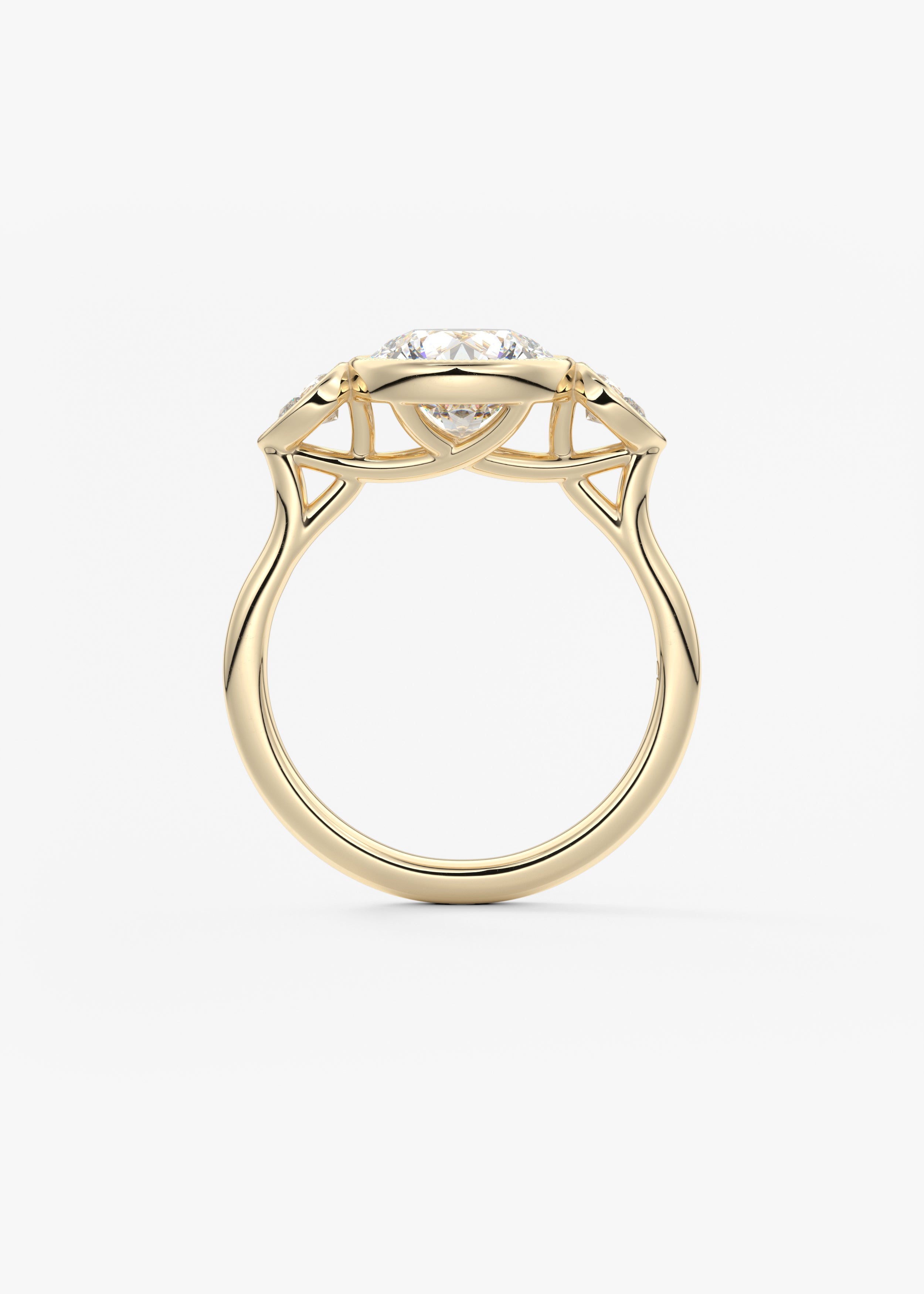 Round Three Stone Lab Grown Diamond Engagement Ring