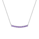 1.32 TCW Round Amethyst Lab Made Diamond- February Birthstone Bar Necklace 8