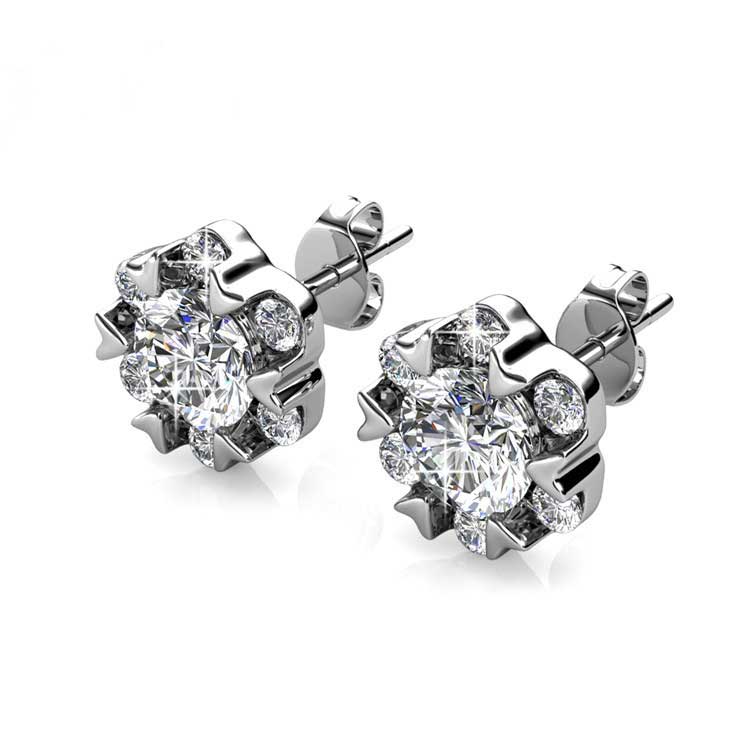 Round Cut Cubic Zirconia in 925 Sterling Silver Earrings 2