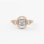 Elongated Cushion Three Stone Lab Grown Diamond Engagement Ring