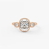 Elongated Cushion Three Stone Lab Grown Diamond Engagement Ring