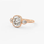 Elongated Cushion Three Stone Lab Grown Diamond Engagement Ring