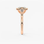 Elongated Cushion Three Stone Lab Grown Diamond Engagement Ring