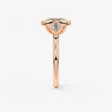 Elongated Cushion Three Stone Lab Grown Diamond Engagement Ring