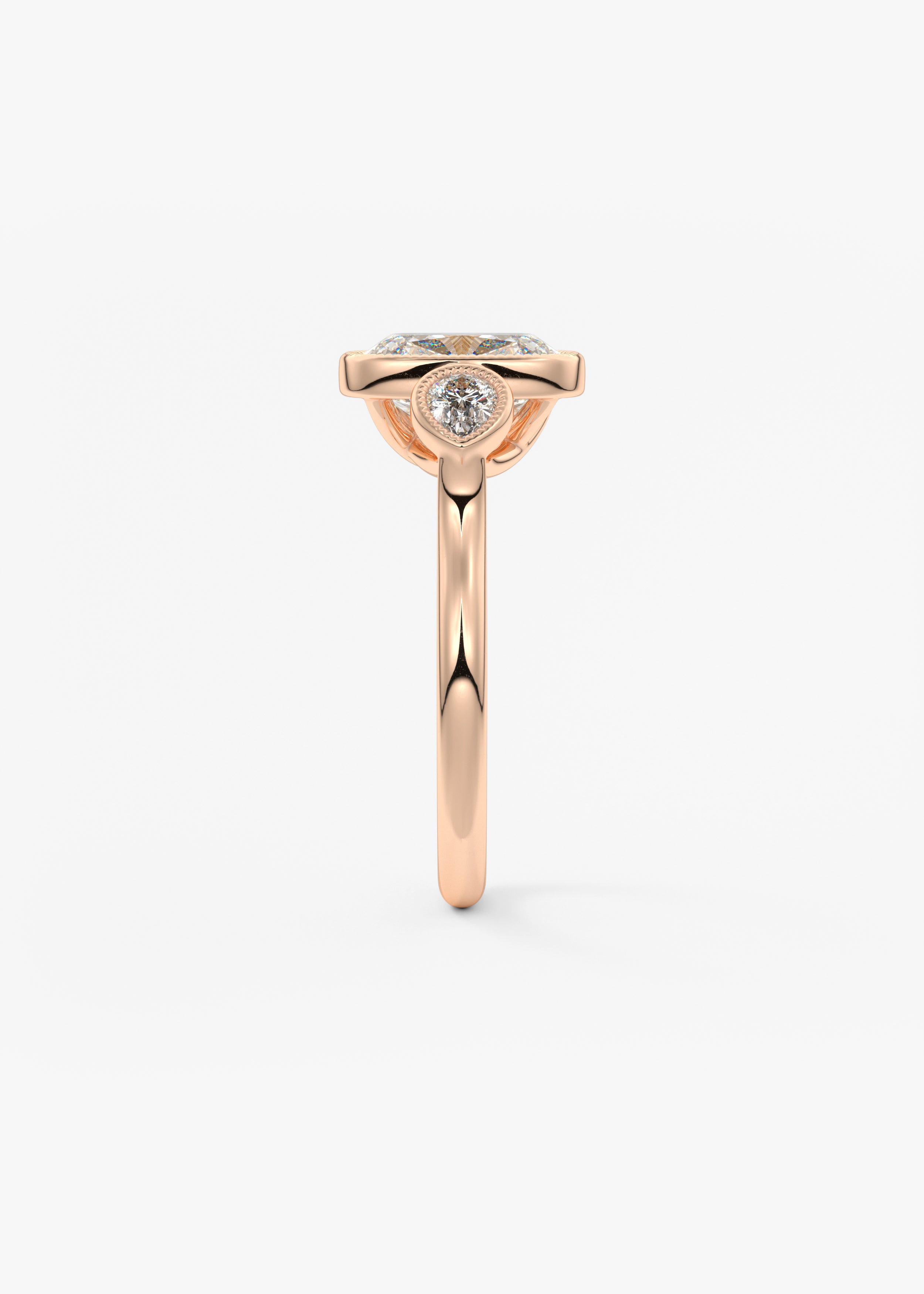 Elongated Cushion Three Stone Lab Grown Diamond Engagement Ring