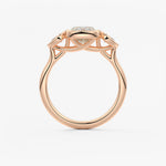 Elongated Cushion Three Stone Lab Grown Diamond Engagement Ring