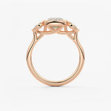 Elongated Cushion Three Stone Lab Grown Diamond Engagement Ring