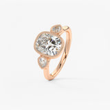 Elongated Cushion Three Stone Lab Grown Diamond Engagement Ring