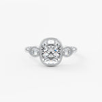 Elongated Cushion Three Stone Lab Grown Diamond Engagement Ring