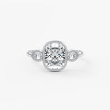 Elongated Cushion Three Stone Lab Grown Diamond Engagement Ring