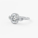 Elongated Cushion Three Stone Lab Grown Diamond Engagement Ring