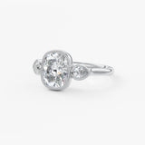 Elongated Cushion Three Stone Lab Grown Diamond Engagement Ring