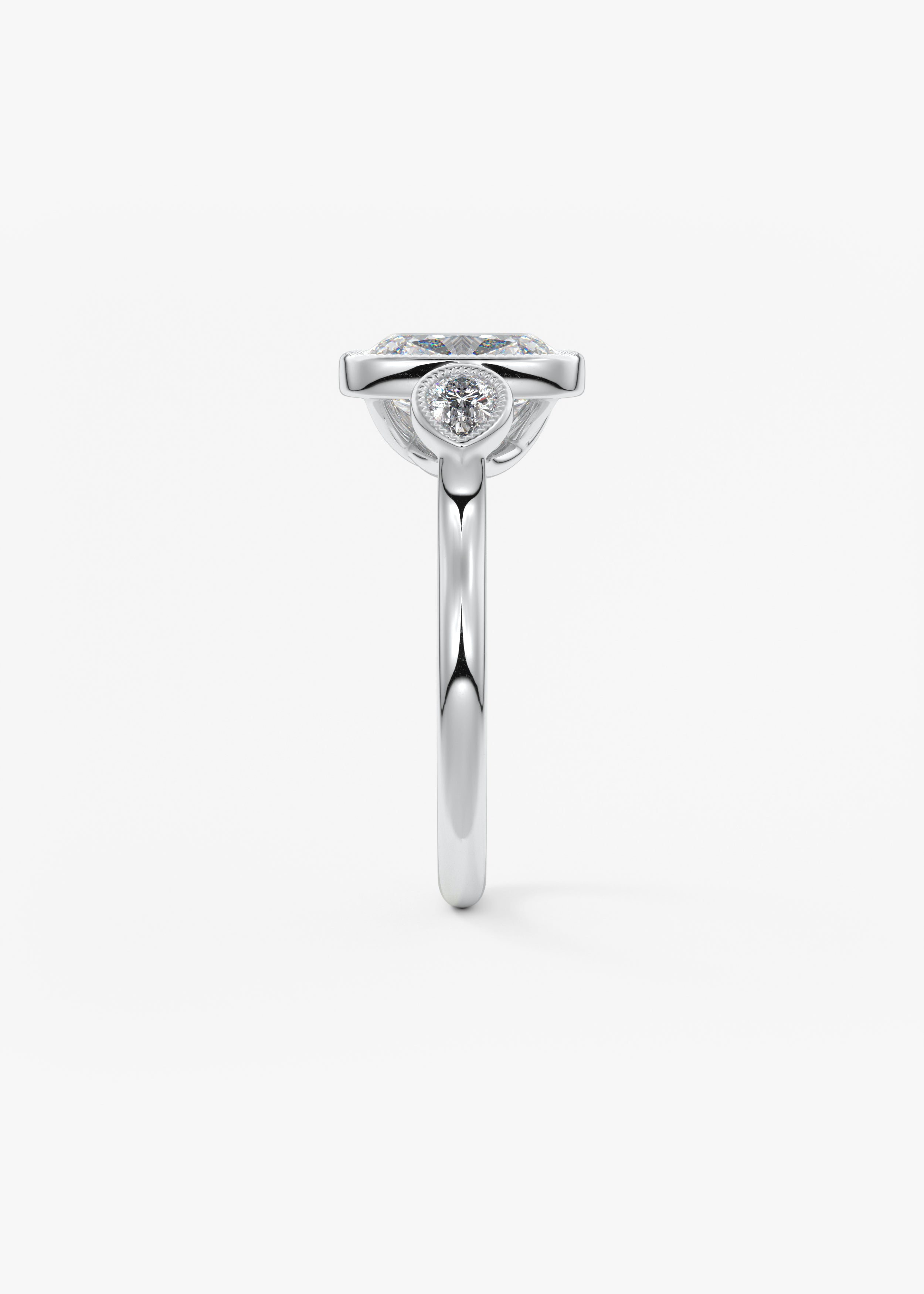 Elongated Cushion Three Stone Lab Grown Diamond Engagement Ring
