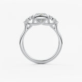 Elongated Cushion Three Stone Lab Grown Diamond Engagement Ring
