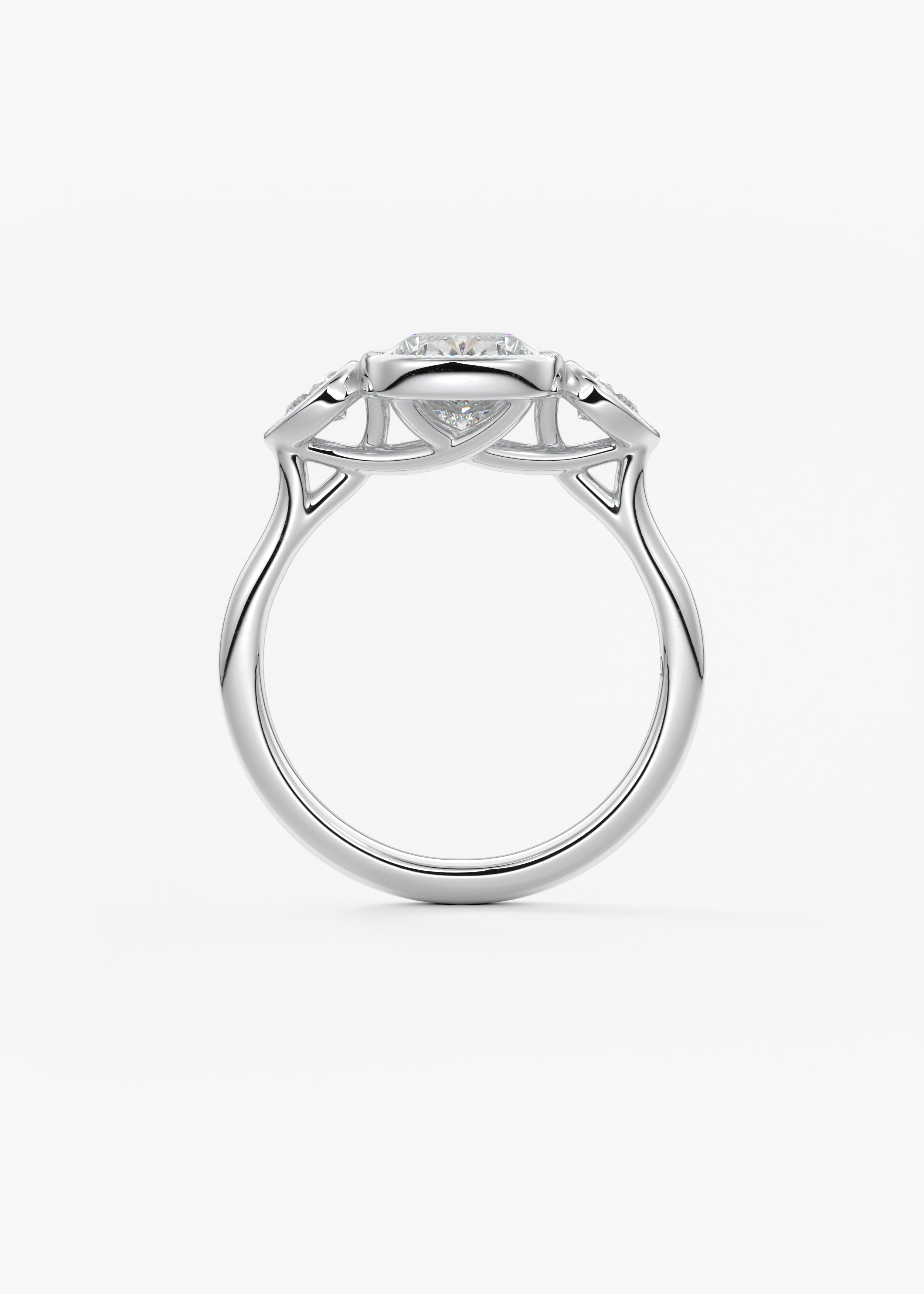 Elongated Cushion Three Stone Lab Grown Diamond Engagement Ring