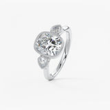 Elongated Cushion Three Stone Lab Grown Diamond Engagement Ring