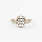 Elongated Cushion Three Stone Lab Grown Diamond Engagement Ring