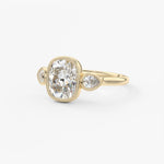 Elongated Cushion Three Stone Lab Grown Diamond Engagement Ring
