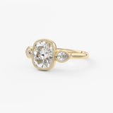 Elongated Cushion Three Stone Lab Grown Diamond Engagement Ring