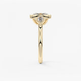 Elongated Cushion Three Stone Lab Grown Diamond Engagement Ring