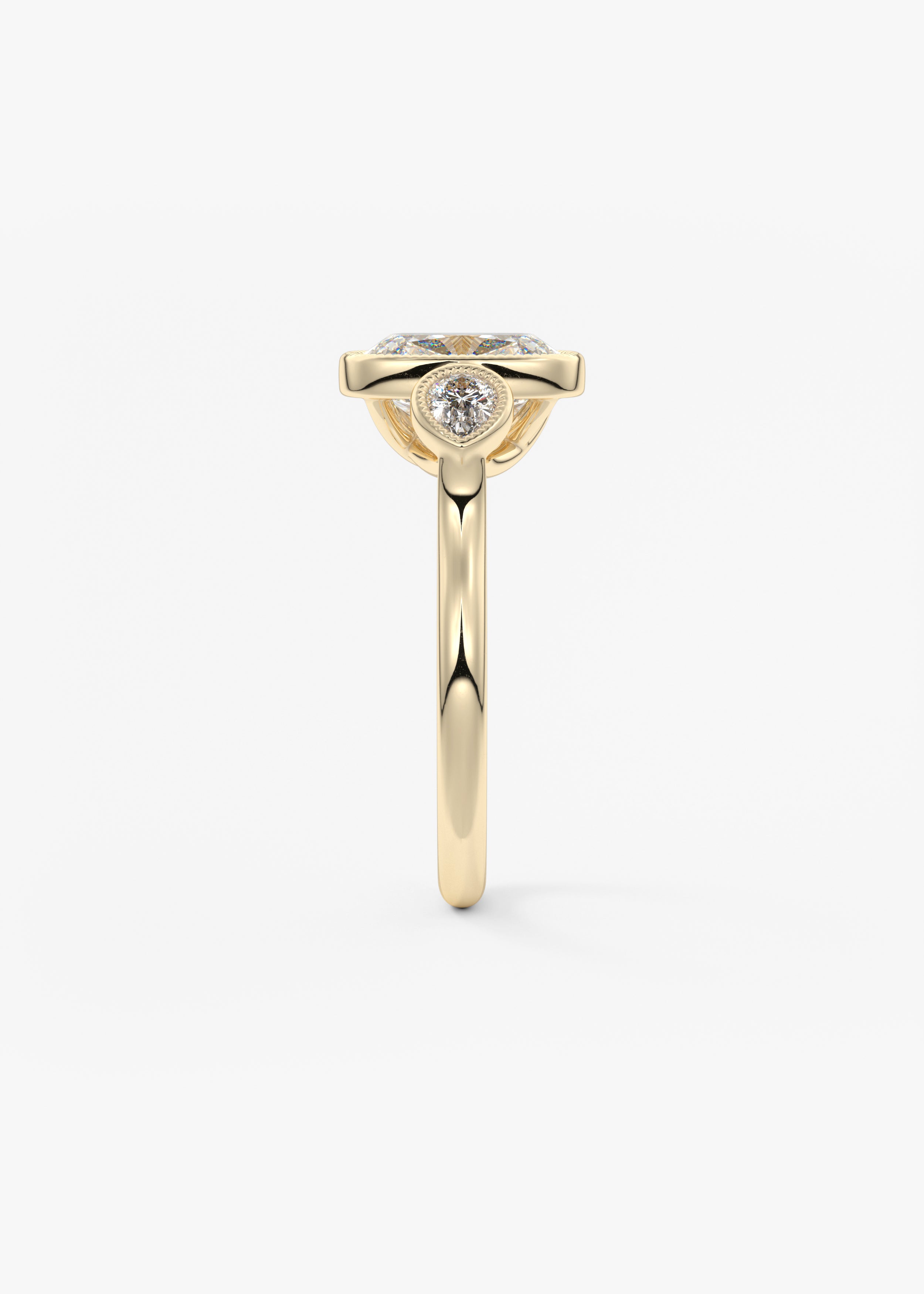 Elongated Cushion Three Stone Lab Grown Diamond Engagement Ring