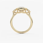 Elongated Cushion Three Stone Lab Grown Diamond Engagement Ring