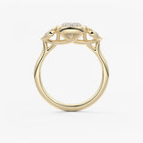 Elongated Cushion Three Stone Lab Grown Diamond Engagement Ring