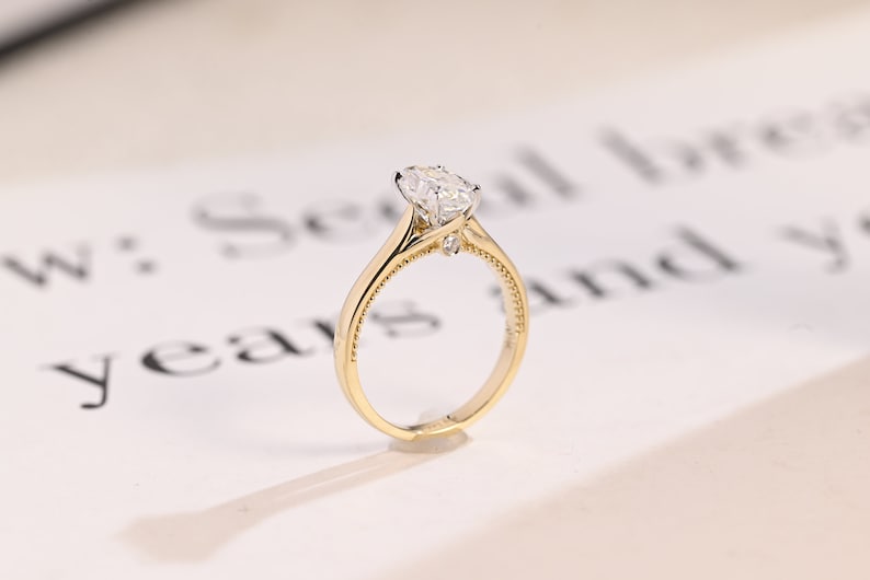 Stunning 1.0 - 2.0 CT Marquise Moissanite Engagement Ring Solitaire Style 3
