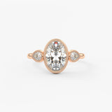 Oval Three Stone Lab Grown Diamond Engagement Ring