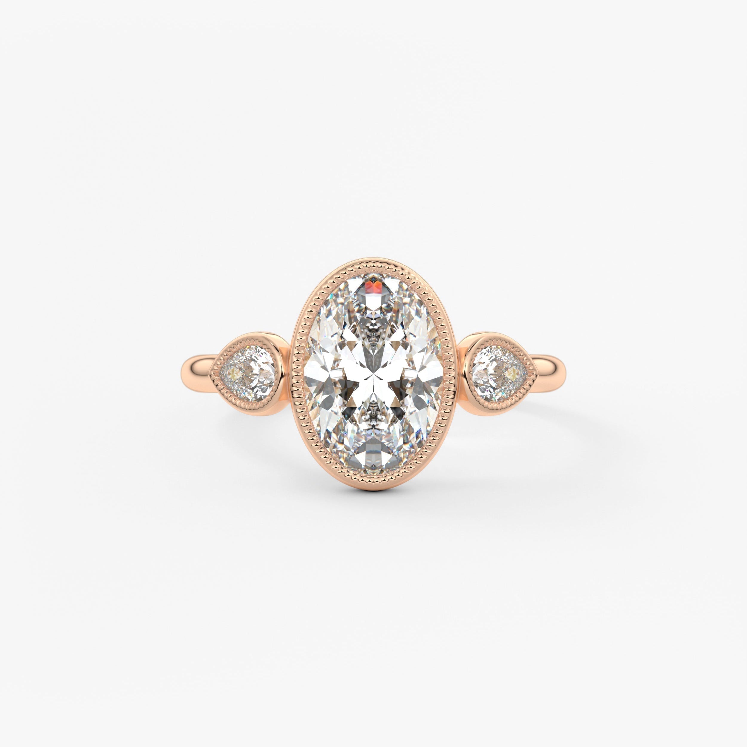Oval Three Stone Lab Grown Diamond Engagement Ring