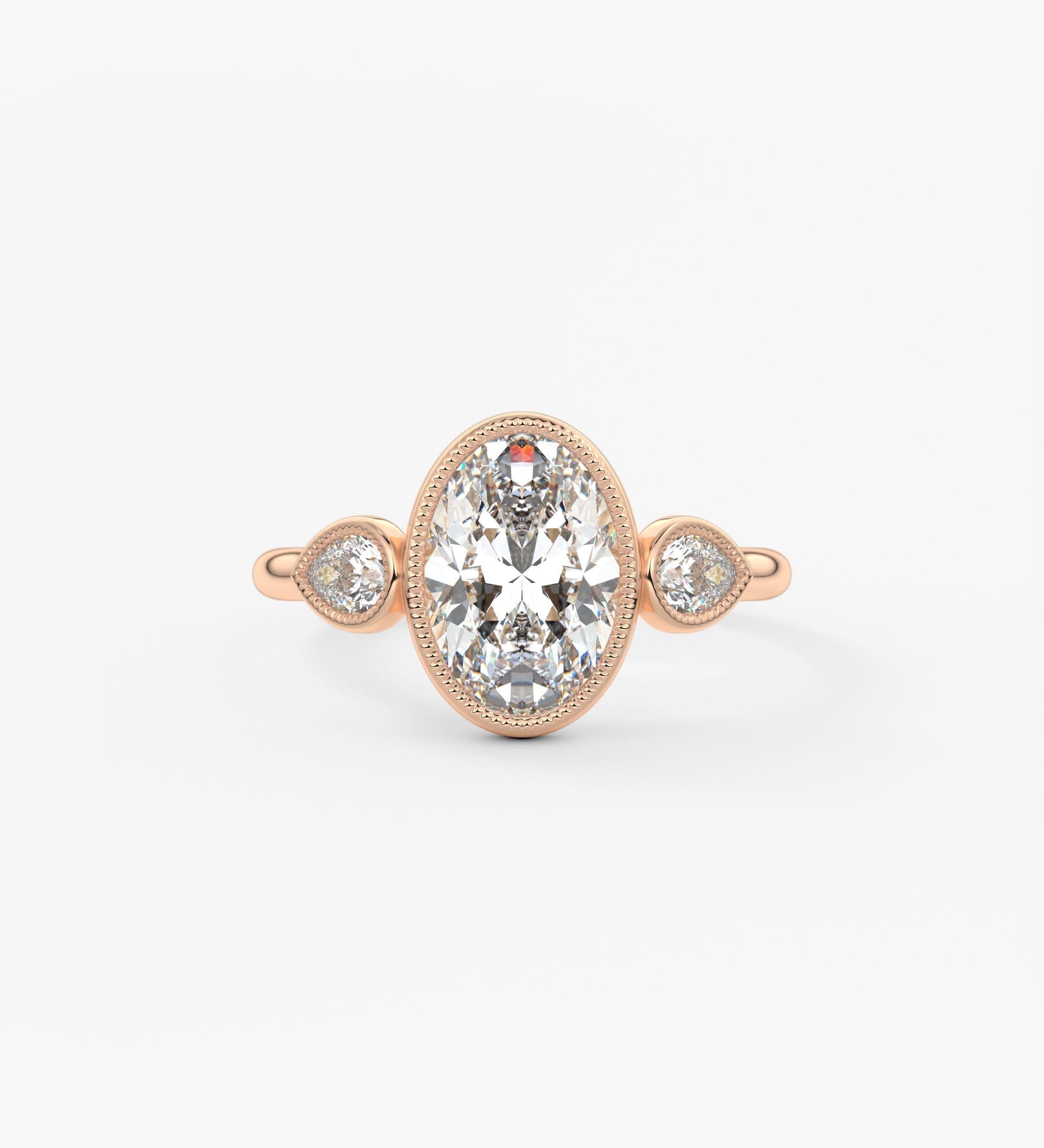 Oval Three Stone Lab Grown Diamond Engagement Ring