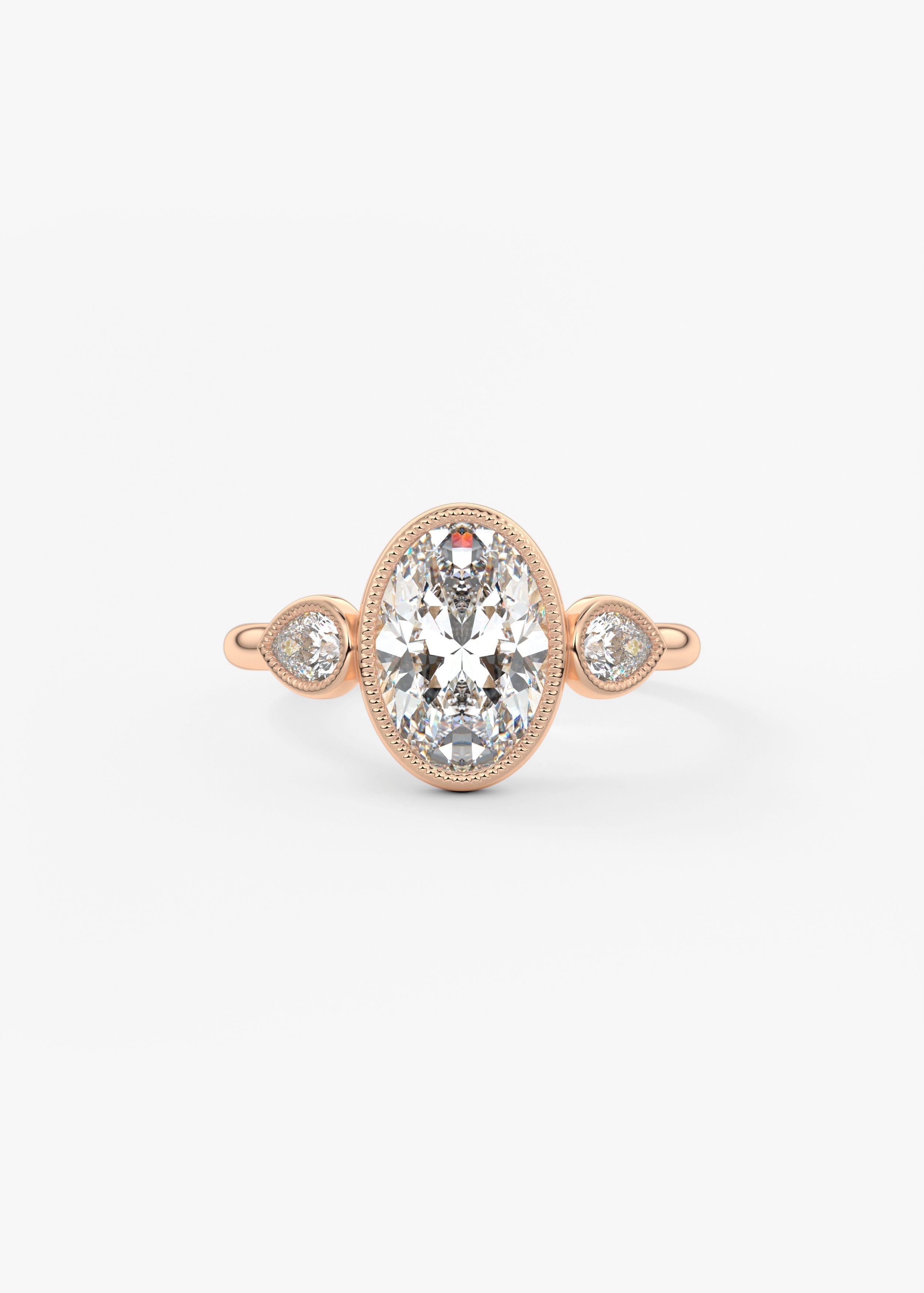 Oval Three Stone Lab Grown Diamond Engagement Ring