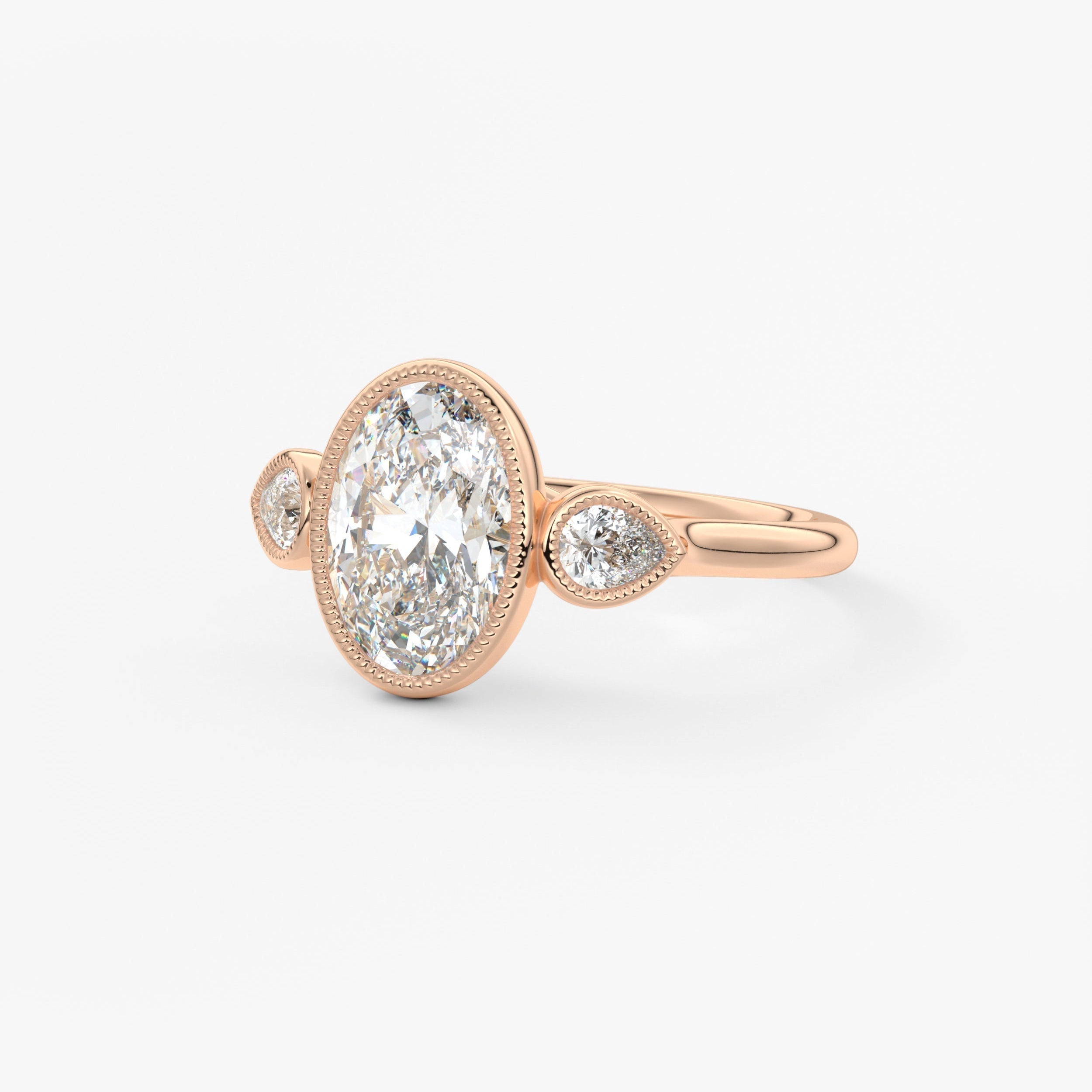 Oval Three Stone Lab Grown Diamond Engagement Ring