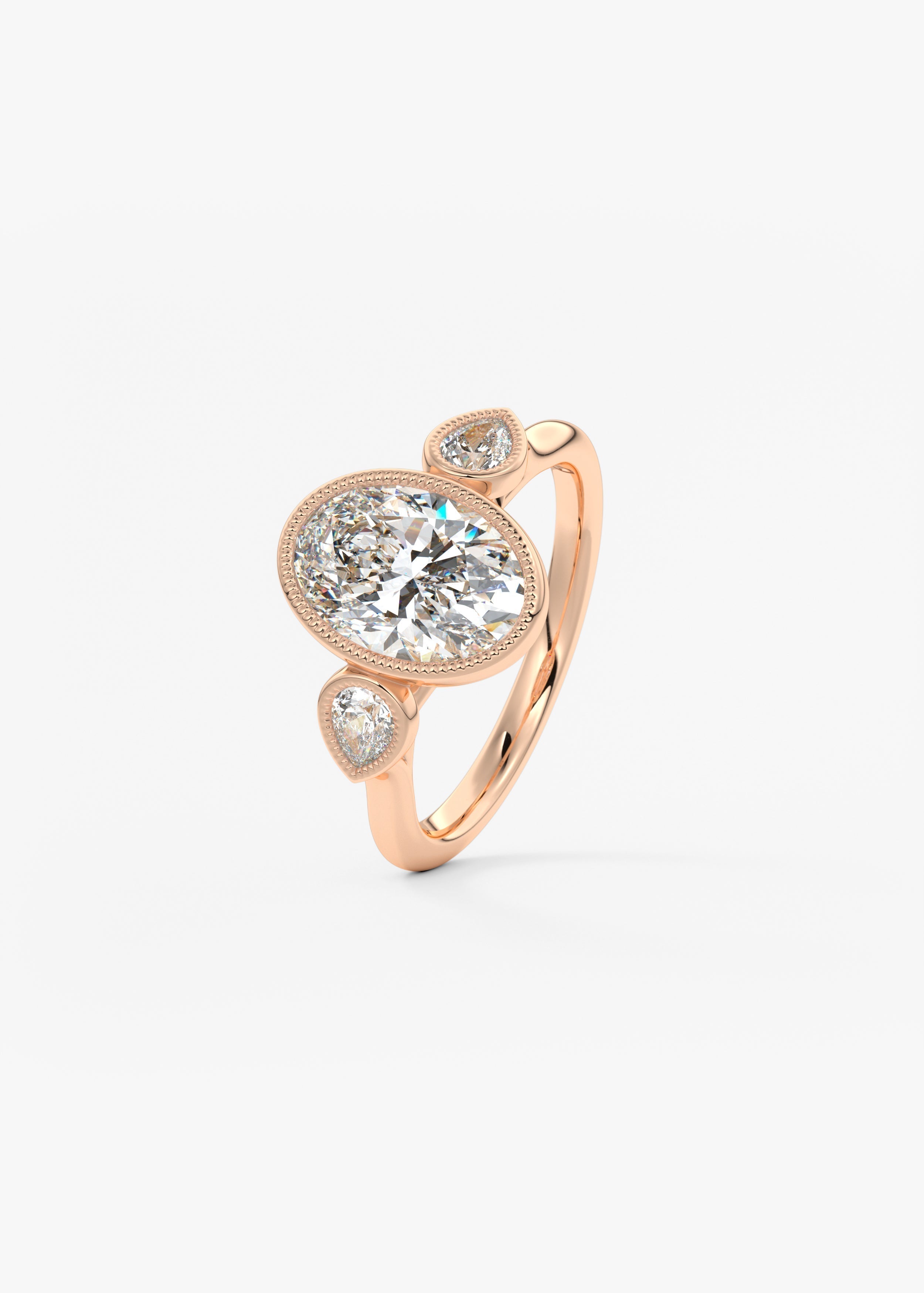 Oval Three Stone Lab Grown Diamond Engagement Ring
